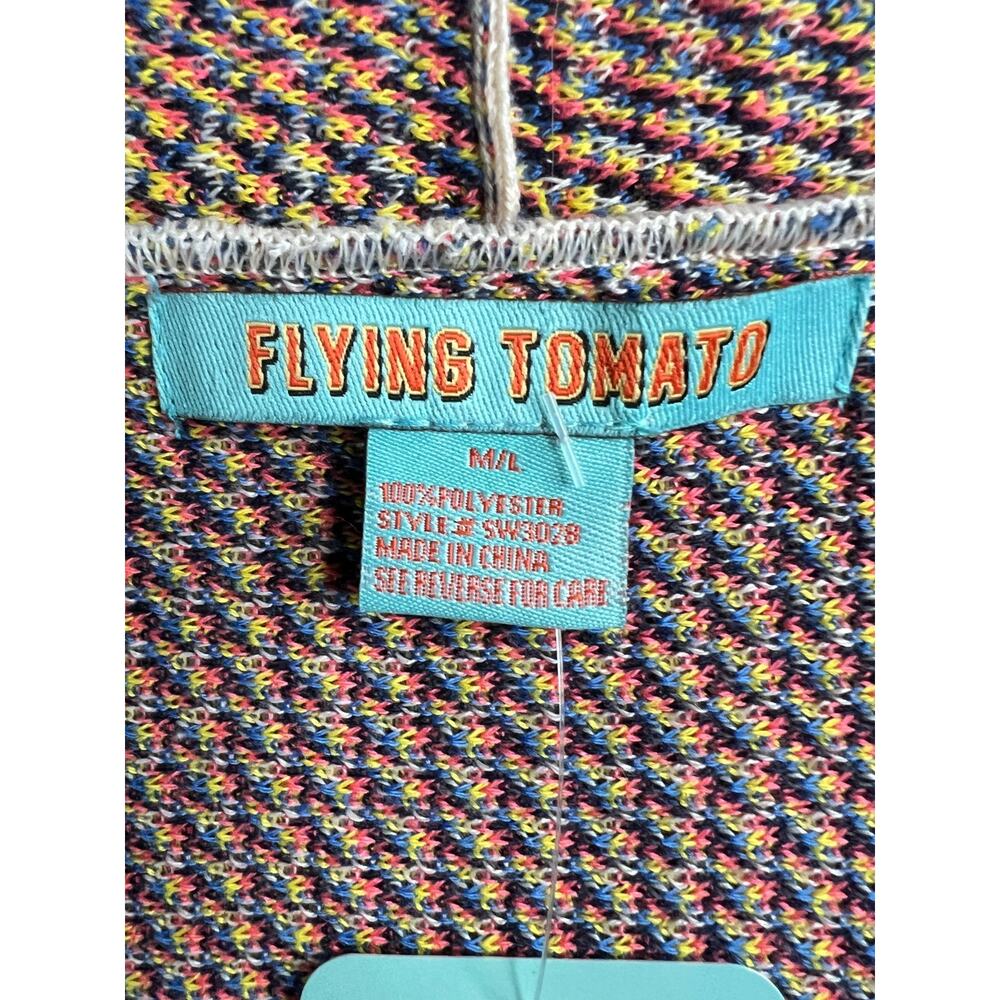 Flying Tomato Open Front Geometric Tribal Cardigan Sweater M/L - Picture 5 of 9